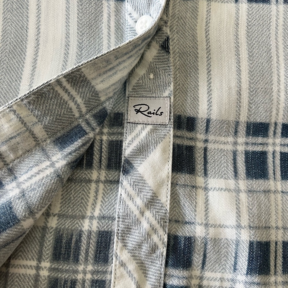 Rails Chambray Plaid Button Down Long Sleeve Shir… - image 3